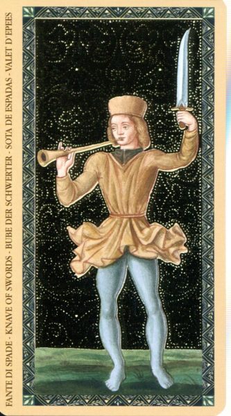 Золотое Флорентийское Таро (Golden Tarot of Renaissance) %% 3 мечей