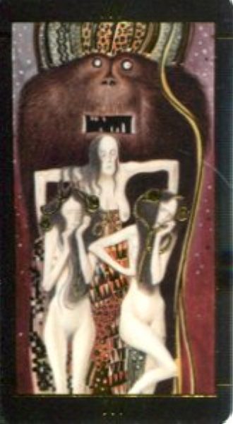 Мини Таро Климта. Klimt Tarot. Позолоченное %% XV Дьявол