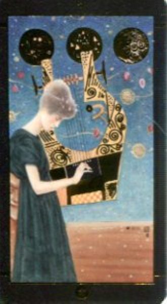 Мини Таро Климта. Klimt Tarot. Позолоченное %% 3 жезлов