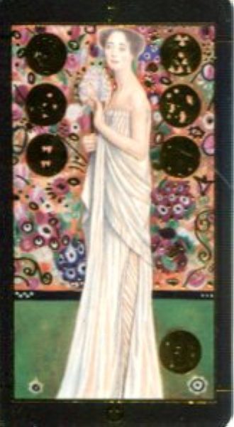 Мини Таро Климта. Klimt Tarot. Позолоченное %% 7 жезлов