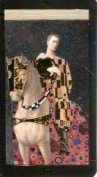 Мини Таро Климта. Klimt Tarot. Позолоченное %% Рыцарь жезлов