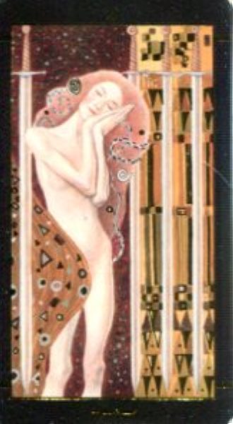 Мини Таро Климта. Klimt Tarot. Позолоченное %% 4 пентаклей