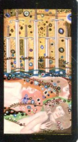 Мини Таро Климта. Klimt Tarot. Позолоченное %% 7 пентаклей