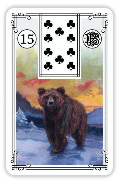 Гадальные карты «Малая колода Ленорман» (оракул 36 карт с инструкцией для гадания) %% Медведь. 10 треф