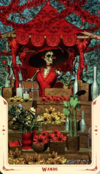Tarot de la Santa Muerte. Таро Святой Смерти %% 4 жезлов