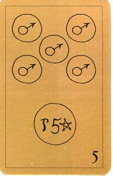 Гадальные карты «Таро Папюса» колода с инструкцией для гадания %% 5 пентаклей(бубнов)