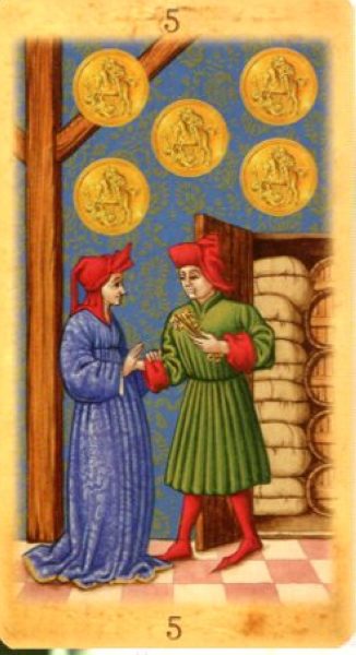 Medieval Tarot. Средневековое Таро %% 5 жезлов