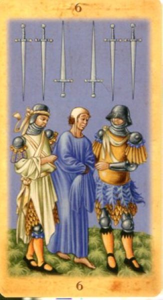 Medieval Tarot. Средневековое Таро %% 6 пентаклей
