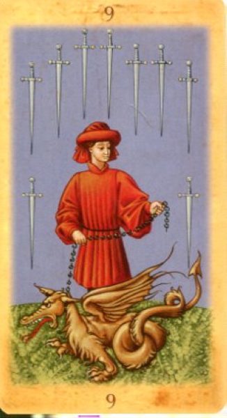 Medieval Tarot. Средневековое Таро %% 9 пентаклей