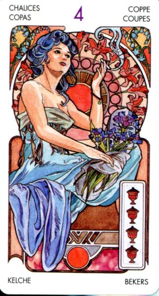 Tarot Art Nouveau (mini). Мини Таро Галерея %% 4 чаш