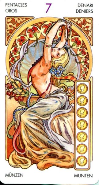 Tarot Art Nouveau (mini). Мини Таро Галерея %% 7 жезлов