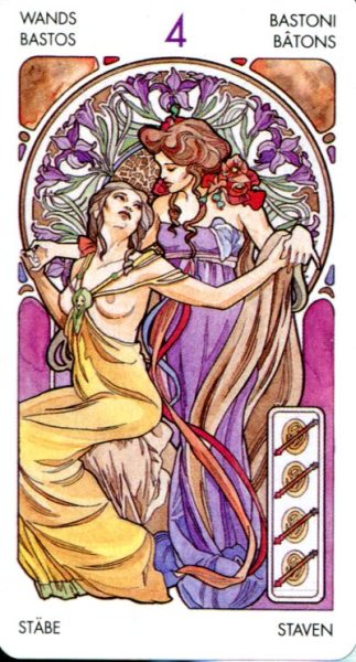 Tarot Art Nouveau (mini). Мини Таро Галерея %% 4 мечей