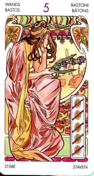 Tarot Art Nouveau (mini). Мини Таро Галерея %% 5 мечей