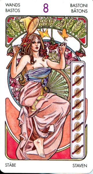 Tarot Art Nouveau (mini). Мини Таро Галерея %% 8 мечей