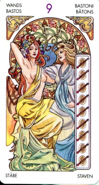 Tarot Art Nouveau (mini). Мини Таро Галерея %% 9 мечей