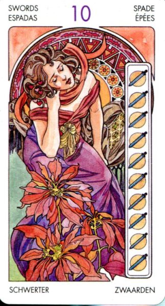 Tarot Art Nouveau (mini). Мини Таро Галерея %% 10 пентаклей