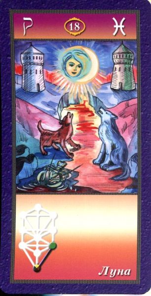 Комплект Таро Магических символов (книга+колода 78 карт) %% XVIII Луна