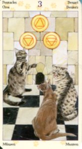 Tarot of Pagan Cats. Таро Языческих кошек (мини) %% 3 жезлов