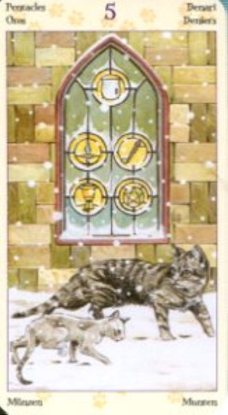 Tarot of Pagan Cats. Таро Языческих кошек (мини) %% 5 жезлов