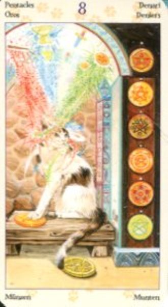 Tarot of Pagan Cats. Таро Языческих кошек (мини) %% 8 жезлов