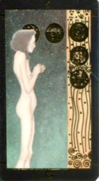 Мини Таро Климта. Klimt Tarot. Позолоченное %% 5 жезлов