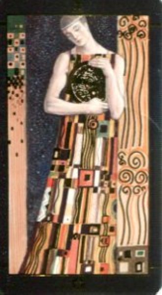 Мини Таро Климта. Klimt Tarot. Позолоченное %% Паж жезлов