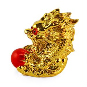 Фигура Дракон с жемчужиной, золотой