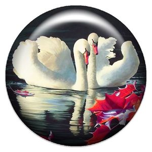Объемный талисман-наклейка Два лебедя