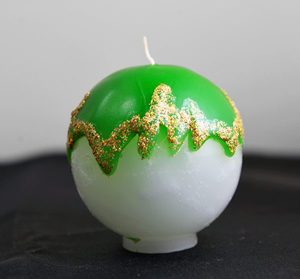 Свеча шар новогодняя зеленая