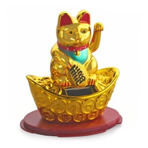 Манэко-кот, на солнечных батарейках, золотой