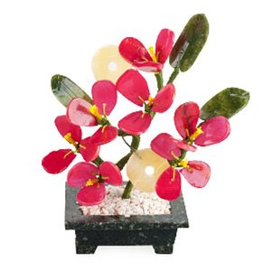 Бонсай «Цветы персика с монетами», красный, 17 см