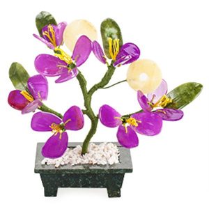 Бонсай «Цветы персика с монетами», фиолетовый, 17 см