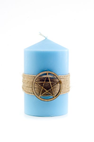 Голубая магическая свеча с пентаграммой %% обложка 1