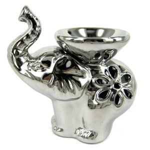 Аромалампа Слон серебро керамика 10х13 см