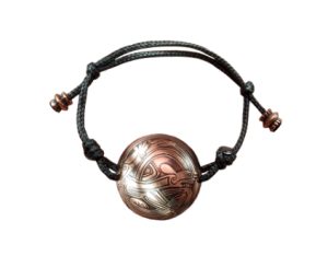 Браслет-шнурок сферический «Кельтские переплетенные собаки» (медь, D щитка 30 мм)